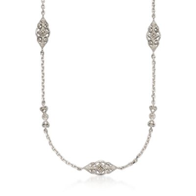 .20 ct. t.w. Diamond Filigree Station Necklace In Sterling Silver &mdash; Alt Image 1