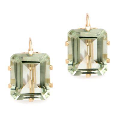 Ross-Simons - 10.00 Carat Green Amethyst Leverback Earring In 14kt Yellow Gold from ross-simons.com