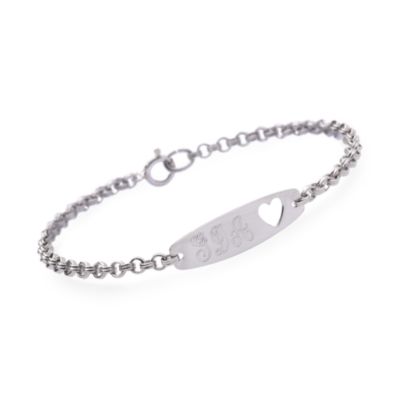 Child's Sterling Silver Heart Id Bracelet. 6" &mdash; Alt Image 1