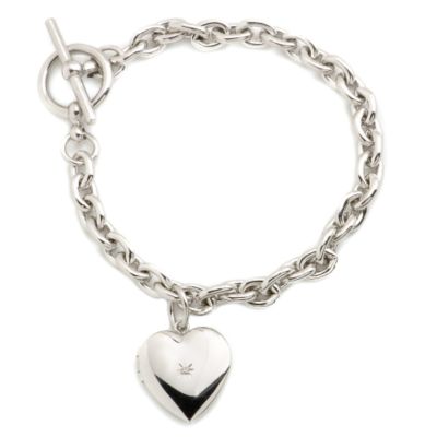 Child's Sterling Silver Locket Charm Bracelet. 7.5" &mdash; Alt Image 1