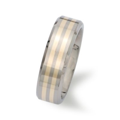 Men's Wedding Band In Titanium and 14kt Yellow Gold &mdash; Alt Image 2