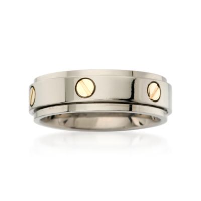Men's Titanium and 14kt Yellow Gold Wedding Band &mdash; Alt Image 1