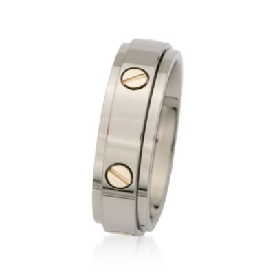 Men's Titanium and 14kt Yellow Gold Wedding Band &mdash; Alt Image 2