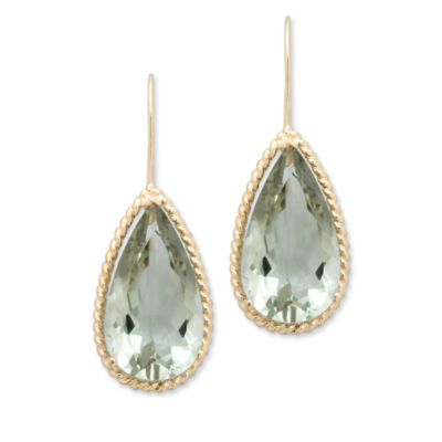 Ross-Simons - 21.00 ct. t.w. Green Amethyst Earrings In 14kt Yellow Gold
