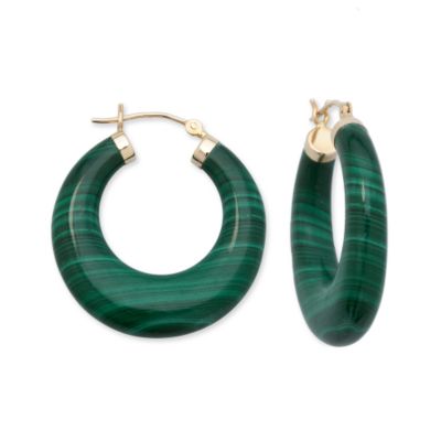 Malachite Hoop Earrings In 14kt Yellow Gold  &mdash; Alt Image 1