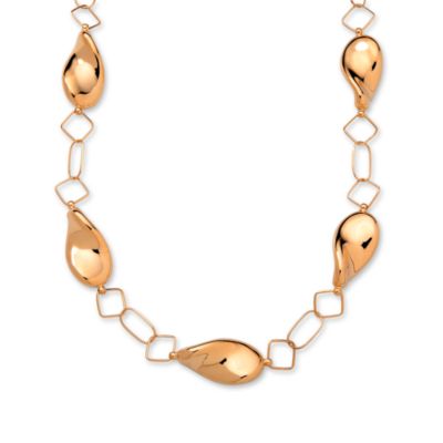 14kt Yellow Gold Oval and Diamond Shaped Links Necklace. 19" &mdash; Alt Image 1