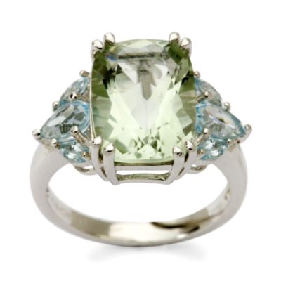 4.85 Carat Green Amethyst and 1.00 ct. t.w. Amethyst Ring In Sterling Silver. Size 6 &mdash; Alt Image 1