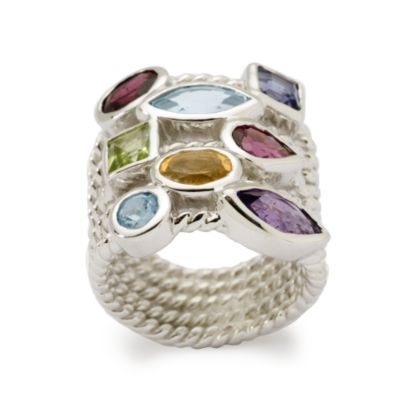 2.90 ct. t.w. Multi-Gem Ring In Sterling Silver. Size 9