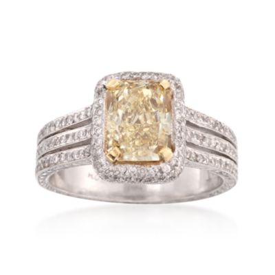 2.00 Carat Fancy Yellow Diamond With .70 ct. t.w. Diamonds Ring In Platinum. Size 7 &mdash; Alt Image 1