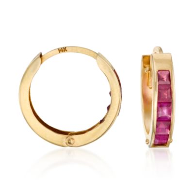 1.25 ct. t.w. Ruby Hoop Earrings In 14kt Yellow Gold &mdash; Alt Image 1