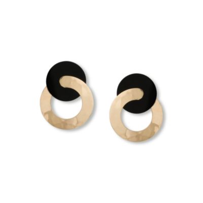 Black Onyx Disc Earrings In 14kt Yellow Gold &mdash; Alt Image 1