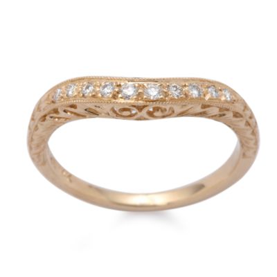 14kt Yellow Gold Antique-Style Band With 10 Round  Diamonds (.13 ct. t.w.) &mdash; Alt Image 1