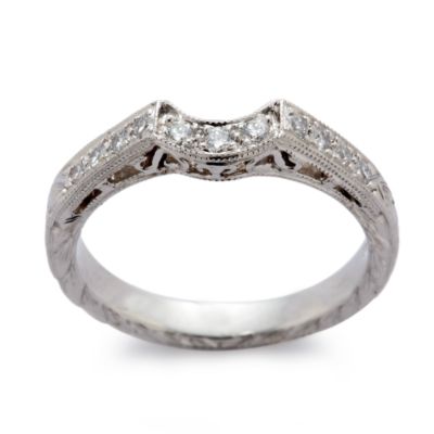 .10 ct. t.w. Curved Round Diamond Antique-Style Wedding Band In Platinum &mdash; Alt Image 1