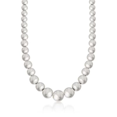 Sterling Silver Graduated Bead Necklace &mdash; Alt Image 1