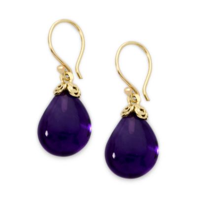 18.60 ct. t.w. Amethyst Drop Earrings In 14kt Yellow Gold  &mdash; Alt Image 1