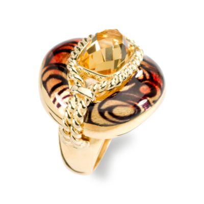 4.90 Carat Italian Citrine and Enamel Ring In 14kt Yellow Gold &mdash; Alt Image 3