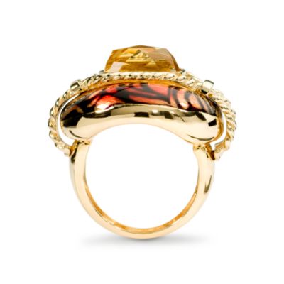 4.90 Carat Italian Citrine and Enamel Ring In 14kt Yellow Gold &mdash; Alt Image 5