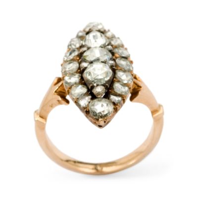 C. 1910 2.00 ct. t.w. Diamond Navette-Style Ring In 14kt Rose Gold Size 6.5 &mdash; Alt Image 1