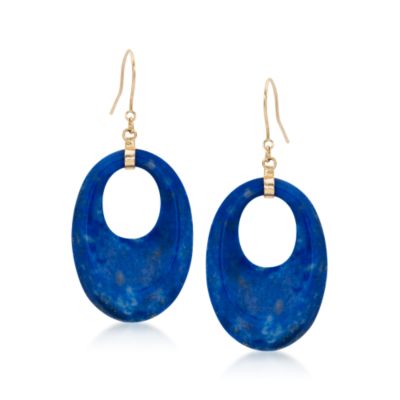 Oval Lapis Earrings In 14kt Yellow Gold &mdash; Alt Image 1