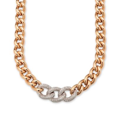 1.20 ct. t.w. Three Diamond Links Necklace In 14kt Two-Tone . 17.25" &mdash; Alt Image 1