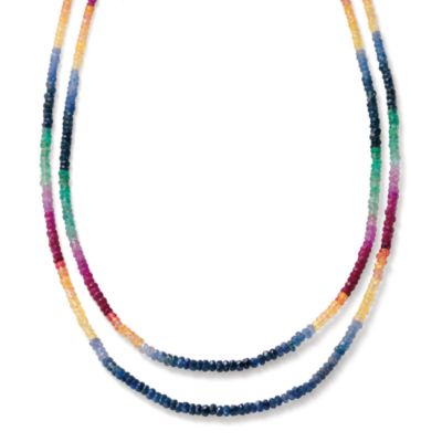 68.00 ct. t.w. Multicolored Sapphire Double-Strand Necklace With 14kt White Gold Clasp &mdash; Alt Image 1