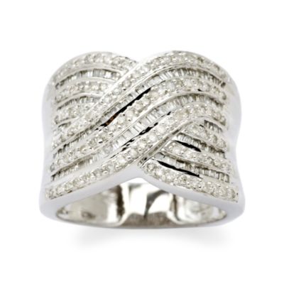 1.10 ct. t.w. Diamond Crisscross Ring In 14kt White Gold &mdash; Alt Image 1