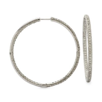 1.25 ct. t.w. Pave Diamond In-And-Out Hoop Earrings In 14kt White Gold - Large &mdash; Alt Image 1