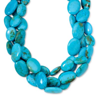 Natural Turquoise Three-Strand Twist Necklace With Sterling Silver Clasp &mdash; Alt Image 1