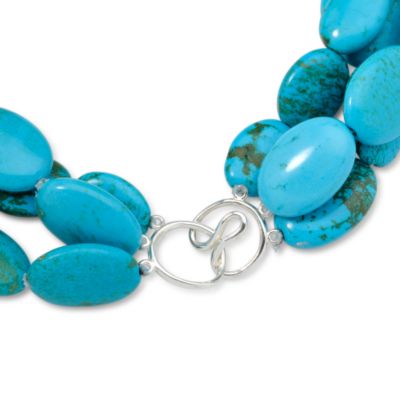Natural Turquoise Three-Strand Twist Necklace With Sterling Silver Clasp &mdash; Alt Image 2