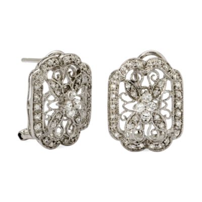 Vintage-Style CZ Earrings In Sterling Silver from ross-simons.com