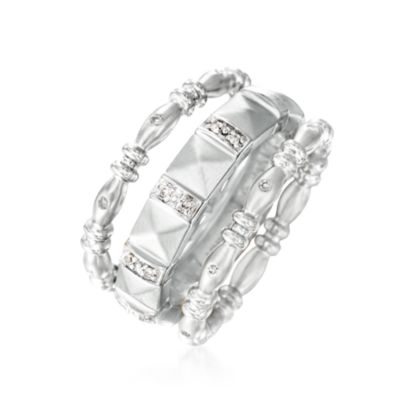 Set of Three .10 ct. t.w. Diamond Stacking Rings In Sterling Silver &mdash; Alt Image 2
