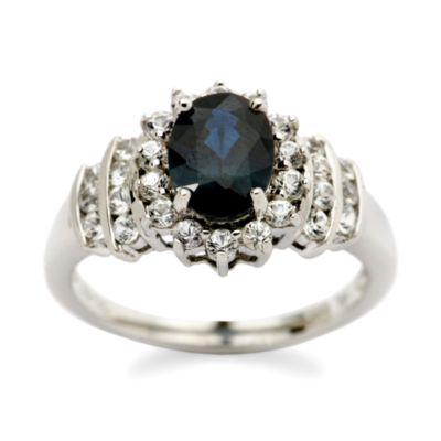 1.35 Carat Blue Sapphire and .75 ct. t.w. White Sapphire Ring In 14kt White Gold &mdash; Alt Image 1