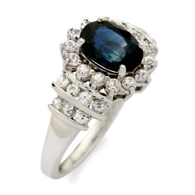 1.35 Carat Blue Sapphire and .75 ct. t.w. White Sapphire Ring In 14kt White Gold &mdash; Alt Image 2