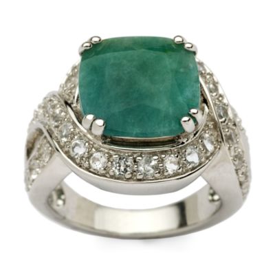 10.00 Carat Rough-Cut Emerald and .85 ct. t.w. White Topaz Ring In Sterling Silver &mdash; Alt Image 1