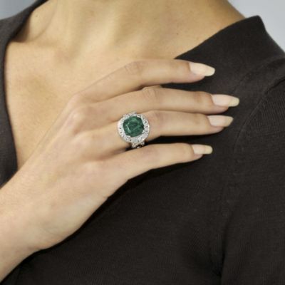10.00 Carat Rough-Cut Emerald and .85 ct. t.w. White Topaz Ring In Sterling Silver &mdash; Alt Image 3