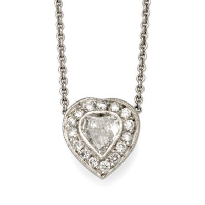C. 2006 Vintage .55 ct. t.w. Diamond Heart Necklace In 14kt White Gold 16" &mdash; Alt Image 1
