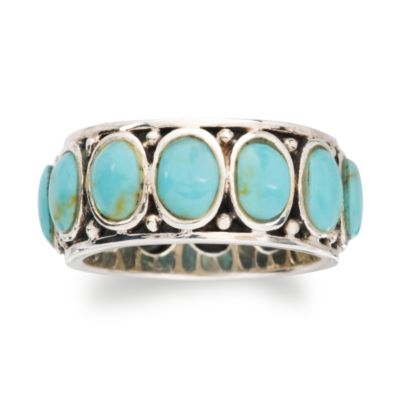Turquoise Cabochon Eternity Band In Sterling Silver. Size 10 &mdash; Alt Image 1