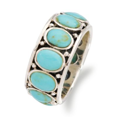 Turquoise Cabochon Eternity Band In Sterling Silver. Size 10 &mdash; Alt Image 2