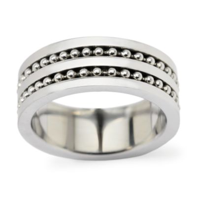 Men's Stainless Steel Mini Beaded Band &mdash; Alt Image 1