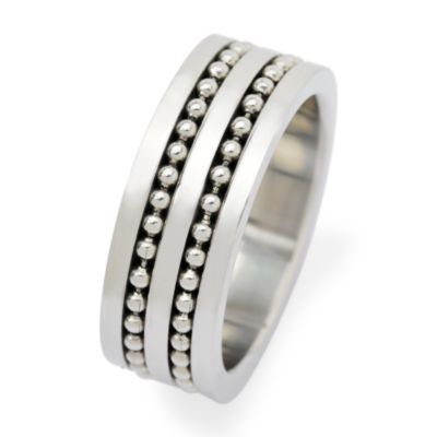 Men's Stainless Steel Mini Beaded Band &mdash; Alt Image 2