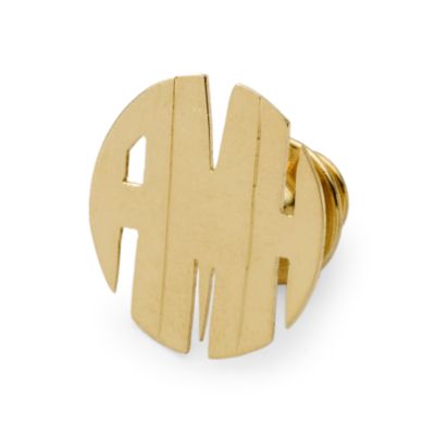 Men's 14kt Yellow Gold Round Block Monogram Tie Tack  &mdash; Alt Image 1