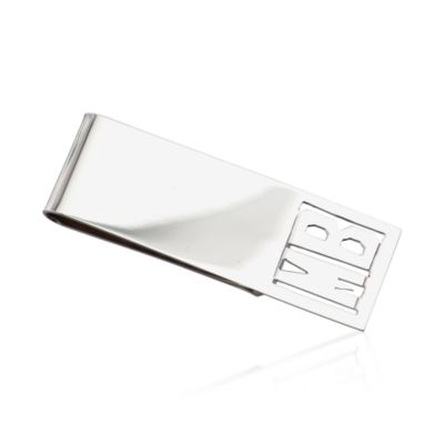 3-Initial Sterling Silver Block Money Clip  &mdash; Alt Image 1