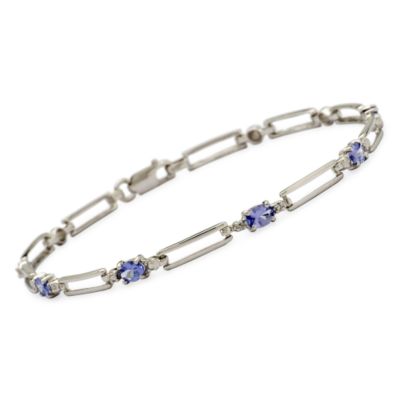 1.00 ct. t.w. Oval Tanzanite Open Bar-Link Bracelet In 14kt White Gold. 7" &mdash; Alt Image 1