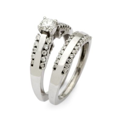 C. 1990 1.05 ct. t.w. Diamond Bridal Set In 14kt White Gold Size 9 &mdash; Alt Image 2