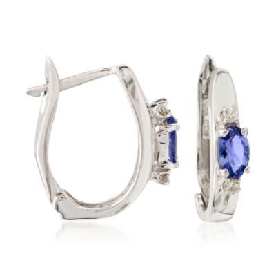 .50 ct. t.w. Tanzanite and Diamond Half-Hoop Earrings In 14kt White Gold &mdash; Alt Image 1