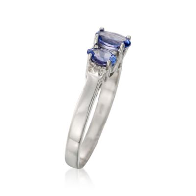 1.00 ct. t.w. 3-Oval Tanzanite Ring In 14kt White Gold &mdash; Alt Image 2