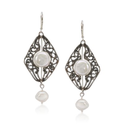Cultured Pearl Earrings In Sterling Silver  &mdash; Alt Image 1