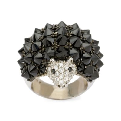 #265658: 19.00 ct. t.w. Black and .25 ct. t.w. White CZ Hedgehog Ring In Sterling Silver: Diamond Jewelry, Diamond Engagement Rings, Gold, Pearl and Estate Jewelry at Ross-Simons
