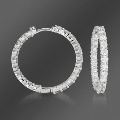 Roberto Coin 3.43 ct. t.w. Diamond In-And-Out Hoop Earrings With Ruby In 18kt White Gold  &mdash; Alt Image 1