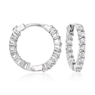 Roberto Coin .76 ct. t.w. Diamond Hoop Earrings With Ruby In 18kt White Gold  &mdash; Alt Image 1